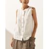 imageTanming Womens Cotton Linen Suit Vest Summer Casual Sleeveless Button Down Tank Tops Fashion Work WaistcoatWhite