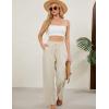 imageTanming Womens Linen Pants Summer Casual Drawstring High Waisted Cotton Pants Beach Pants with PocketsApricot