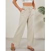 imageTanming Womens Linen Pants Summer Casual Drawstring High Waisted Cotton Pants Beach Pants with PocketsApricot