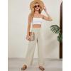 imageTanming Womens Linen Pants Summer Casual Drawstring High Waisted Cotton Pants Beach Pants with PocketsApricot