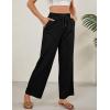 imageTanming Womens Linen Pants Summer Casual Drawstring High Waisted Cotton Pants Beach Pants with PocketsBlack