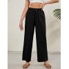 imageTanming Womens Linen Pants Summer Casual Drawstring High Waisted Cotton Pants Beach Pants with PocketsBlack