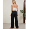 imageTanming Womens Linen Pants Summer Casual Drawstring High Waisted Cotton Pants Beach Pants with PocketsBlack