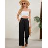 imageTanming Womens Linen Pants Summer Casual Drawstring High Waisted Cotton Pants Beach Pants with PocketsBlack