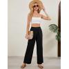 imageTanming Womens Linen Pants Summer Casual Drawstring High Waisted Cotton Pants Beach Pants with PocketsBlack