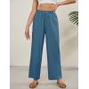 imageTanming Womens Linen Pants Summer Casual Drawstring High Waisted Cotton Pants Beach Pants with PocketsBlue