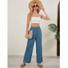 imageTanming Womens Linen Pants Summer Casual Drawstring High Waisted Cotton Pants Beach Pants with PocketsBlue