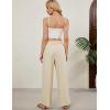 imageTanming Womens Linen Pants Summer Casual Drawstring High Waisted Cotton Pants Beach Pants with PocketsKhaki