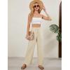 imageTanming Womens Linen Pants Summer Casual Drawstring High Waisted Cotton Pants Beach Pants with PocketsKhaki
