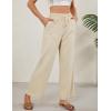 imageTanming Womens Linen Pants Summer Casual Drawstring High Waisted Cotton Pants Beach Pants with PocketsKhaki