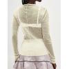 imageTanming Womens Mesh Sheer Top Long Sleeve Mock Neck See Through Shirts Slim Fit Sexy Lace BlouseBeige