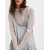 imageTanming Womens Mesh Sheer Top Long Sleeve Mock Neck See Through Shirts Slim Fit Sexy Lace BlouseWhite