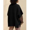 imageTanming Womens Open Front Cardigan Sweaters Casual Short Sleeve Knit Sweater Cape Wrap Outerwear CoatsBlack