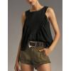 imageTanming Womens Sleeveless Peplum Top Swing Tank Loose Fit Back Button Casual Blouse Ruffled ShirtsBlack