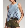imageTanming Womens Sleeveless Peplum Top Swing Tank Loose Fit Back Button Casual Blouse Ruffled ShirtsBlue