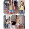 imageTanming Womens Sleeveless Peplum Top Swing Tank Loose Fit Back Button Casual Blouse Ruffled ShirtsGreen