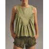 imageTanming Womens Sleeveless Peplum Top Swing Tank Loose Fit Back Button Casual Blouse Ruffled ShirtsGreen