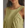 imageTanming Womens Sleeveless Peplum Top Swing Tank Loose Fit Back Button Casual Blouse Ruffled ShirtsGreen