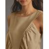imageTanming Womens Sleeveless Peplum Top Swing Tank Loose Fit Back Button Casual Blouse Ruffled ShirtsKhaki