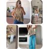 imageTanming Womens Sleeveless Peplum Top Swing Tank Loose Fit Back Button Casual Blouse Ruffled ShirtsKhaki
