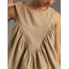 imageTanming Womens Sleeveless Peplum Top Swing Tank Loose Fit Back Button Casual Blouse Ruffled ShirtsKhaki