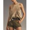 imageTanming Womens Sleeveless Peplum Top Swing Tank Loose Fit Back Button Casual Blouse Ruffled ShirtsKhaki