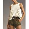 imageTanming Womens Sleeveless Peplum Top Swing Tank Loose Fit Back Button Casual Blouse Ruffled ShirtsWhite