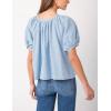imageTanming Womens Summer Plaid Button Down Shirts Short Puff Sleeve Cotton Crew Neck Gingham Blouses TopsBlue