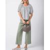 imageTanming Womens Summer Plaid Button Down Shirts Short Puff Sleeve Cotton Crew Neck Gingham Blouses TopsGrey