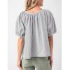 imageTanming Womens Summer Plaid Button Down Shirts Short Puff Sleeve Cotton Crew Neck Gingham Blouses TopsGrey