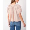 imageTanming Womens Summer Plaid Button Down Shirts Short Puff Sleeve Cotton Crew Neck Gingham Blouses TopsOrange