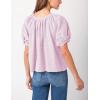 imageTanming Womens Summer Plaid Button Down Shirts Short Puff Sleeve Cotton Crew Neck Gingham Blouses TopsPink