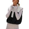 imageTanming Womens Fuzzy Sherpa Fleece Vest Lightweight Cozy Sleeveless Gilet Half Zip Pullover Waistcoat with PocketBlack