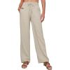 imageTanming Womens Linen Pants Summer Casual Drawstring High Waisted Cotton Pants Beach Pants with PocketsApricot