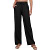 imageTanming Womens Linen Pants Summer Casual Drawstring High Waisted Cotton Pants Beach Pants with PocketsBlack