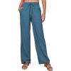 imageTanming Womens Linen Pants Summer Casual Drawstring High Waisted Cotton Pants Beach Pants with PocketsBlue