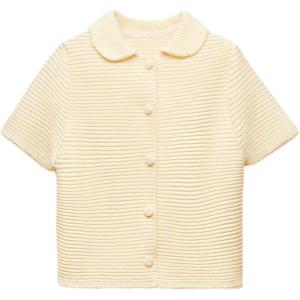 imageTanming Womens Cardigan Sweaters Soft Chunky Knit Top Short Sleeve Button Loose Outerwear SweaterBeige