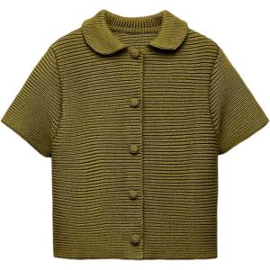 imageTanming Womens Cardigan Sweaters Soft Chunky Knit Top Short Sleeve Button Loose Outerwear SweaterOlive Green