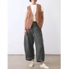 imageTanming Womens Linen Pants Casual Capri Baggy Wide Leg Trousers Palazzo Pants Beach Vacation OutfitsDark Grey