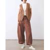 imageTanming Womens Linen Pants Casual Capri Baggy Wide Leg Trousers Palazzo Pants Beach Vacation OutfitsRust