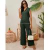 imageTanming Two Piece Sets for Women Sleeveless Half Zip Sweater Vest Wide Leg Pants Sweatsuits Lounge SetArmy Green