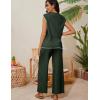 imageTanming Two Piece Sets for Women Sleeveless Half Zip Sweater Vest Wide Leg Pants Sweatsuits Lounge SetArmy Green