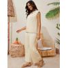 imageTanming Two Piece Sets for Women Sleeveless Half Zip Sweater Vest Wide Leg Pants Sweatsuits Lounge SetBeige