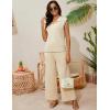 imageTanming Two Piece Sets for Women Sleeveless Half Zip Sweater Vest Wide Leg Pants Sweatsuits Lounge SetBeige