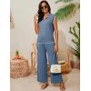 imageTanming Two Piece Sets for Women Sleeveless Half Zip Sweater Vest Wide Leg Pants Sweatsuits Lounge SetBlue