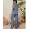 imageTanming Two Piece Sets for Women Sleeveless Half Zip Sweater Vest Wide Leg Pants Sweatsuits Lounge SetBlue