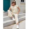 imageTanming Womens 2 Piece Outfits Sweater Set Knit Pullover Tops High Waisted Pants Sweatsuits Lounge SetBeige