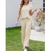 imageTanming Womens 2 Piece Outfits Sweater Set Knit Pullover Tops High Waisted Pants Sweatsuits Lounge SetBeige