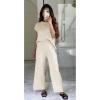 imageTanming Womens 2 Piece Outfits Sweater Set Knit Pullover Tops High Waisted Pants Sweatsuits Lounge SetBeige