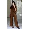 imageTanming Womens 2 Piece Outfits Sweater Set Knit Pullover Tops High Waisted Pants Sweatsuits Lounge SetCoffee